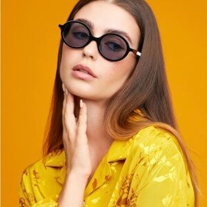 Poppy Lissiman Black Round Sunglasses